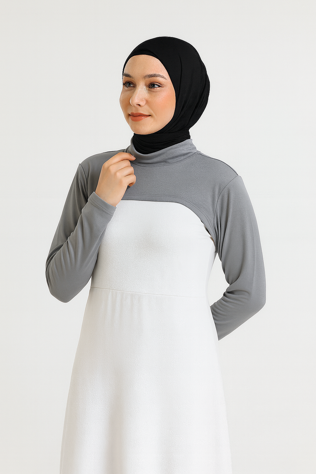 Dik Yaka Boyunluklu Kolluk - Gri