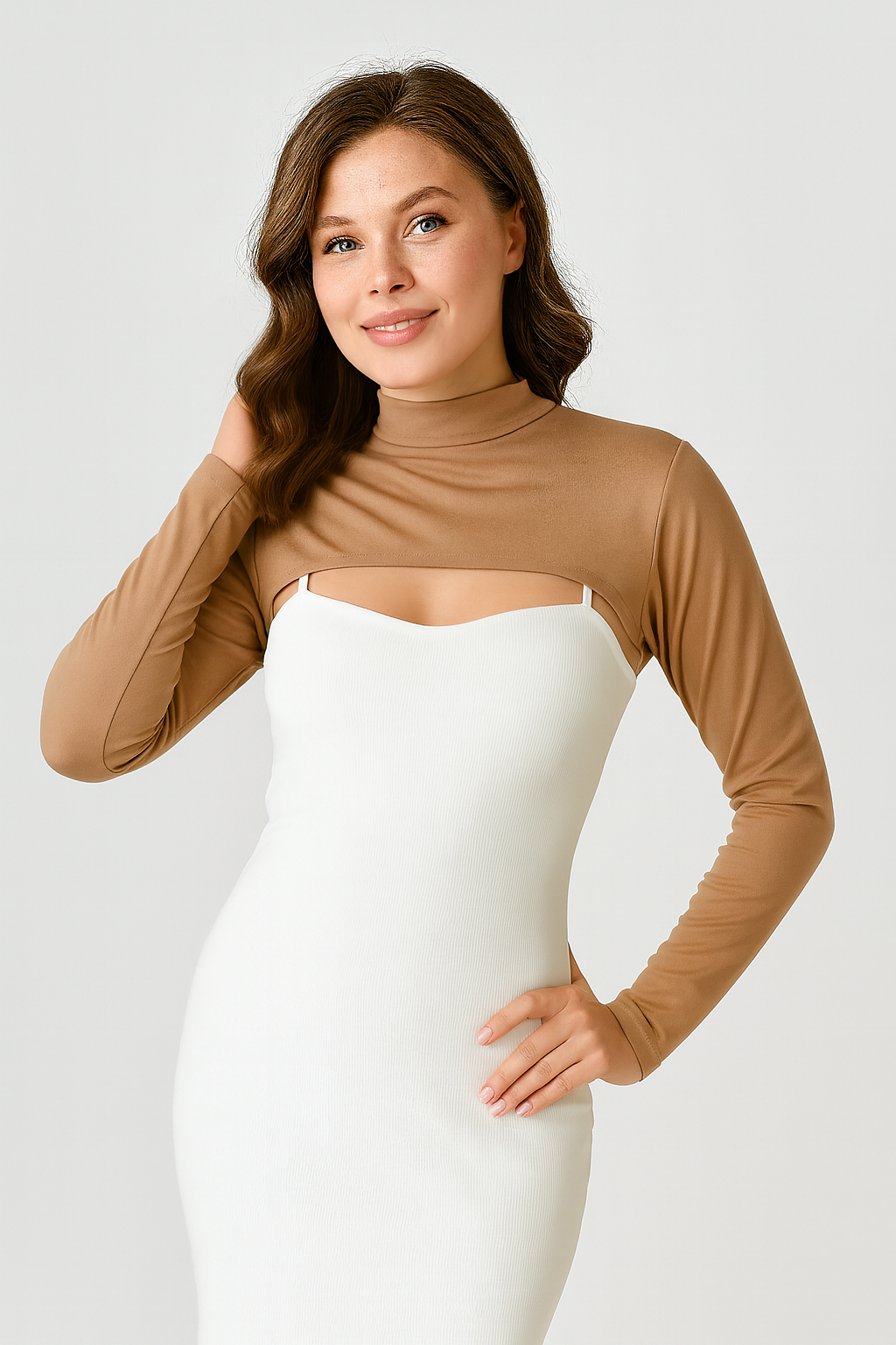 Dik Yaka Boyunluklu Kolluk - Kahve