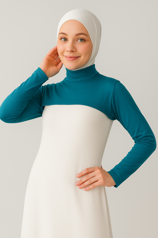 ياقة واقفة وياقة وأكمام - أزرق ملكي