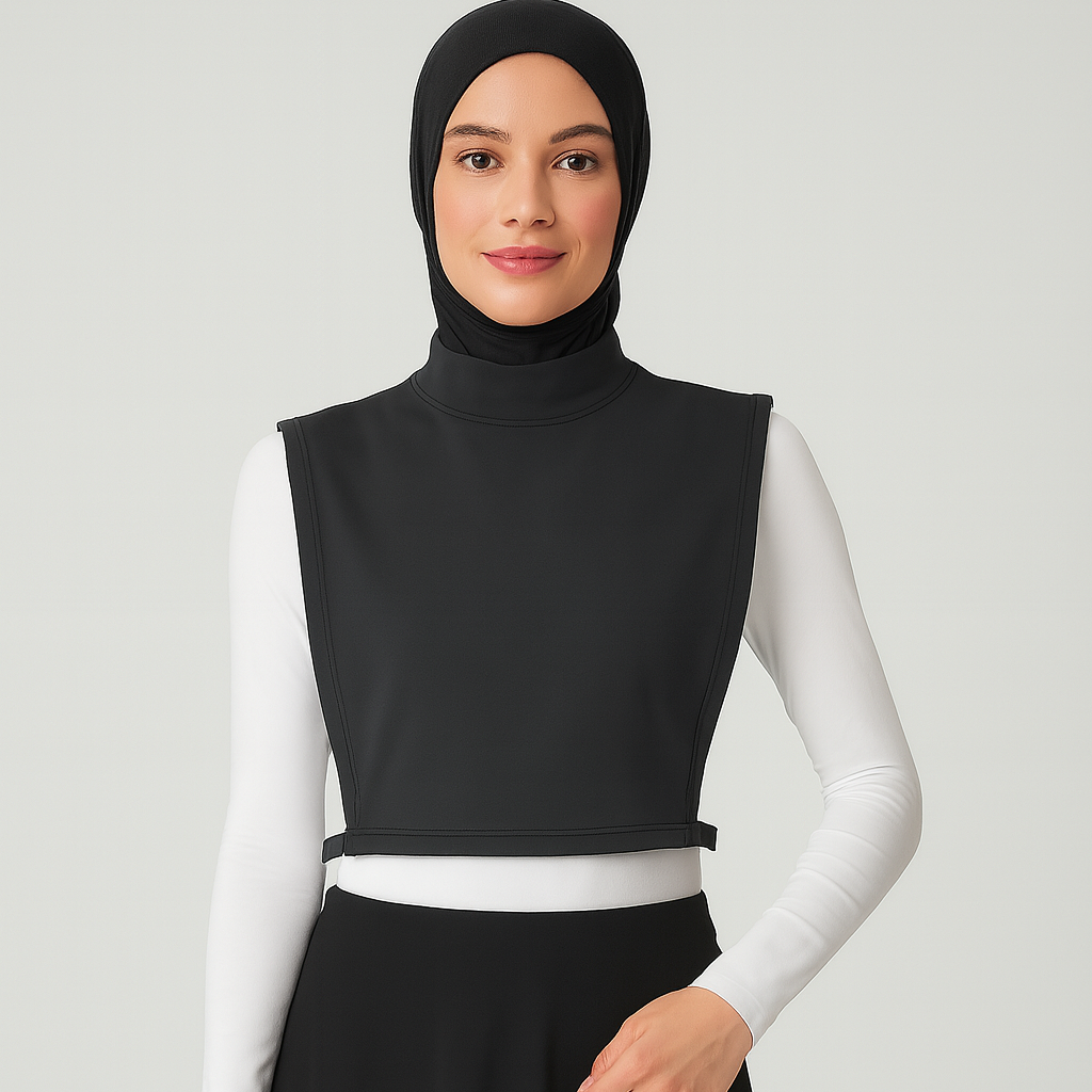 Siyah tesettür kolluk ve boyunluk modeli kadın günlük stil