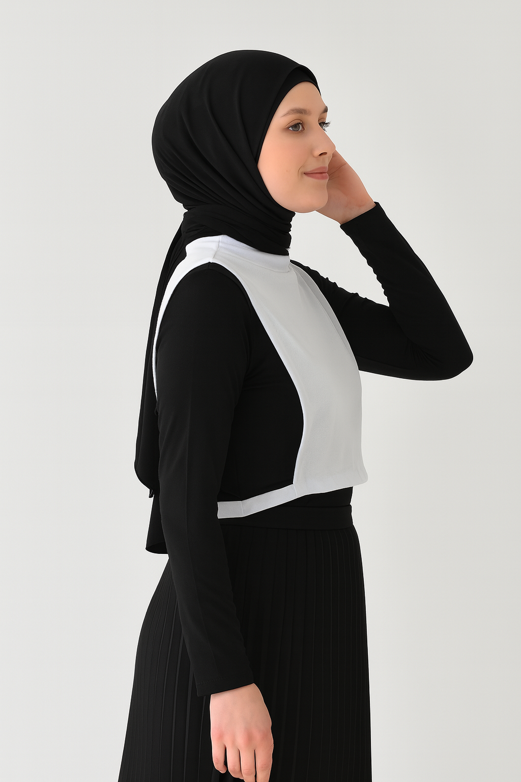 Turtleneck Sleeveless Neck Collar - White