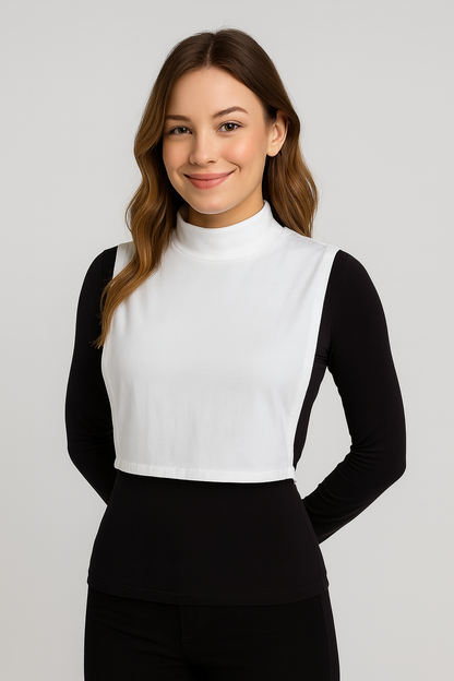 Turtleneck Sleeveless Neck Collar - White
