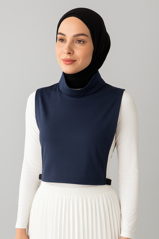 Turtleneck Sleeveless Neck Collar - Navy Blue