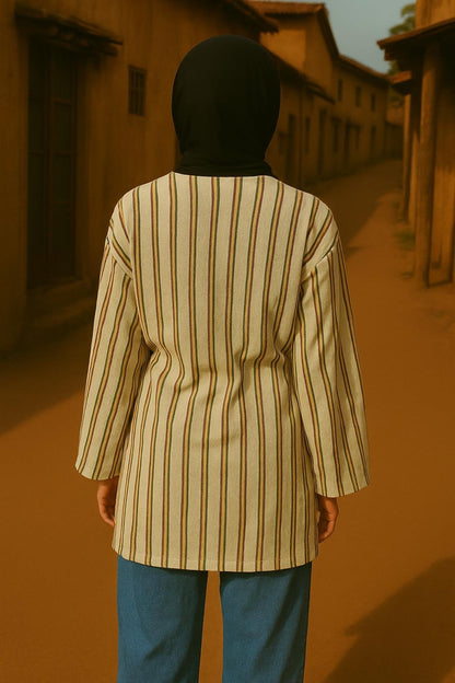 El Dokuması Kimono - Yeşil Kırmızı