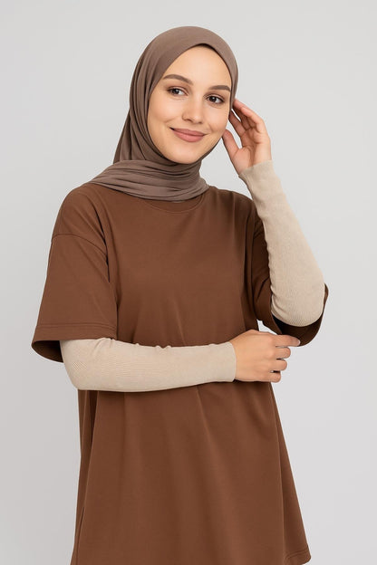 Fitilli Ekstra Uzun Kolluk - Bej