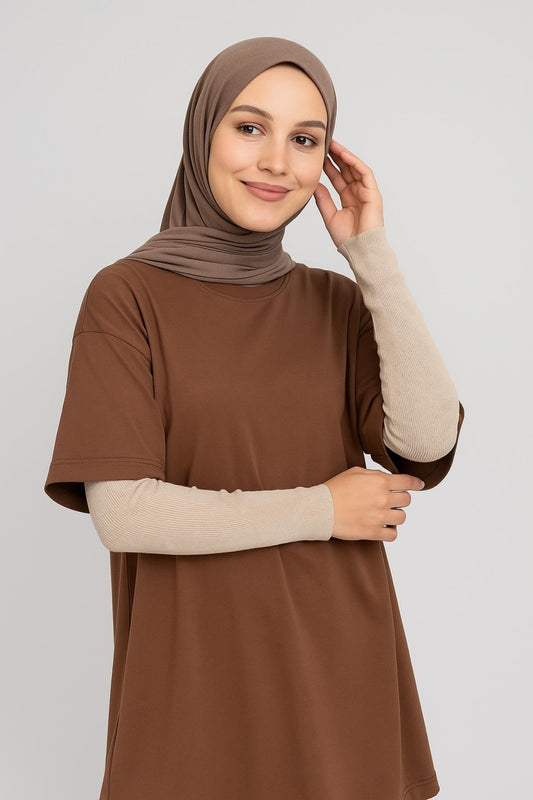 Fitilli Ekstra Uzun Kolluk - Bej