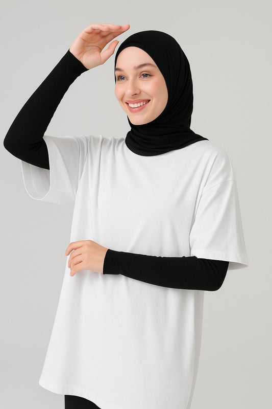 Fitilli Ekstra Uzun Kolluk - Siyah