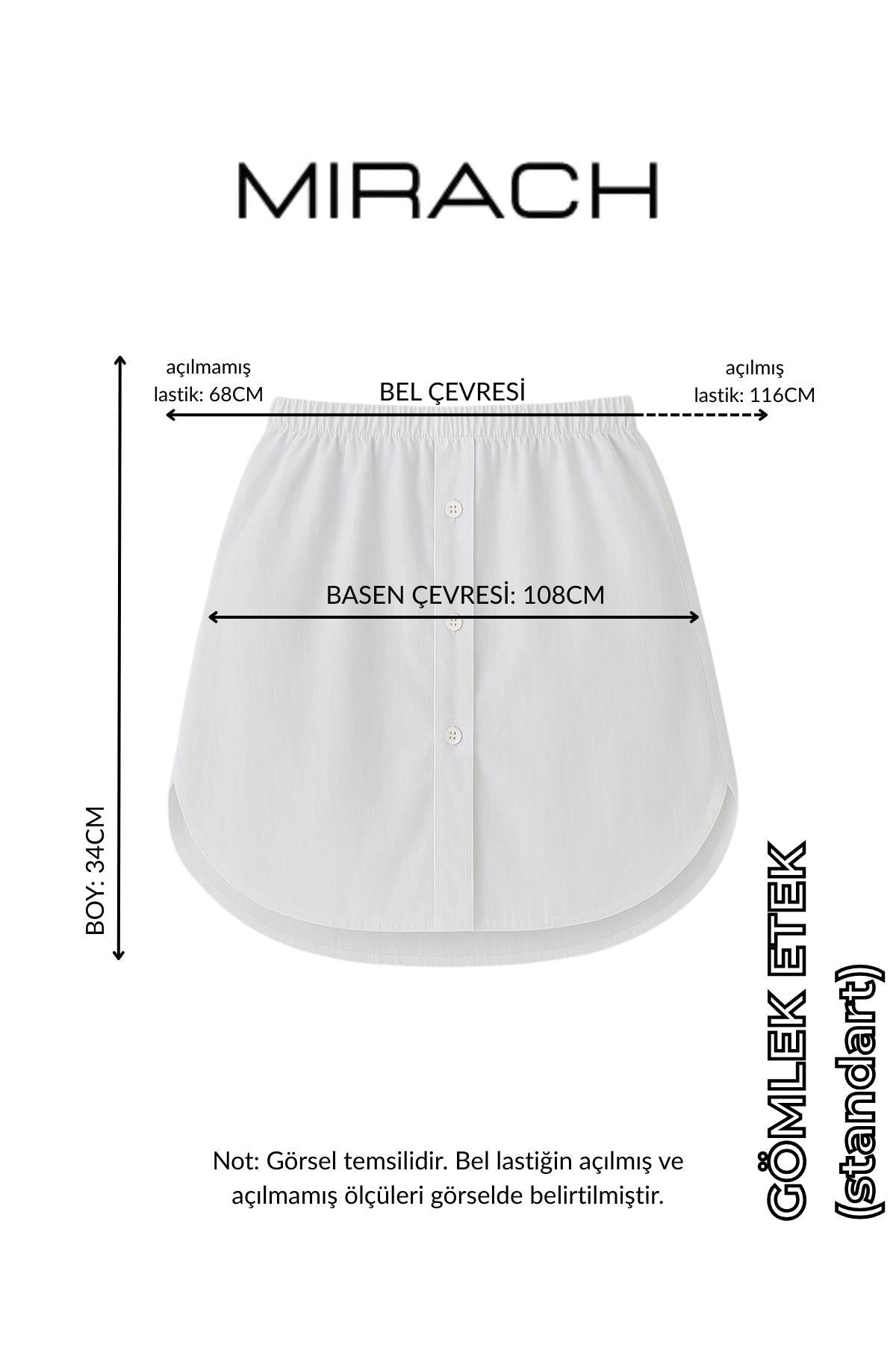 Klasik Beyaz Düğmeli Sahte Gömlek Etek