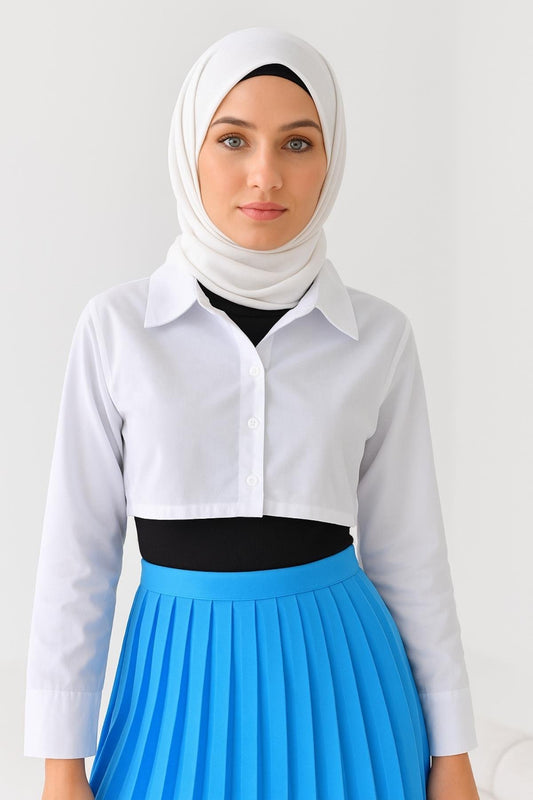 Gömlekli Kolluk Yarım Gömlek - Beyaz
