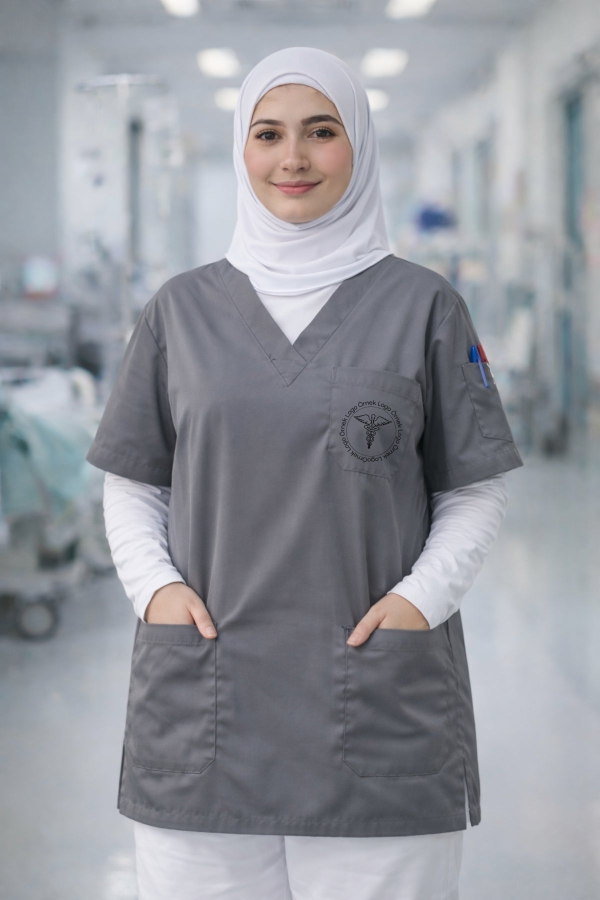 Kadın Scrubs Üst Forma Seti 5’li Paket | 4 Cepli Medikal Üst | Rahat ve Dayanıklı