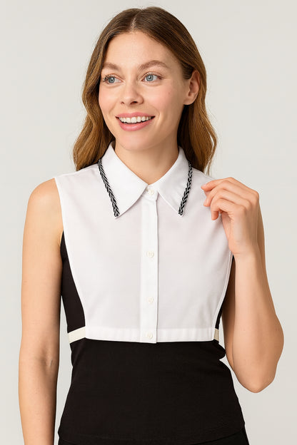 Silver Glitter Shirt Collar - White 