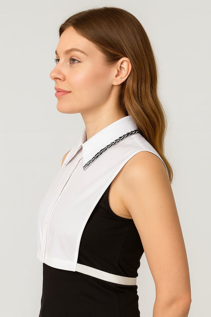 Silver Glitter Shirt Collar - White 