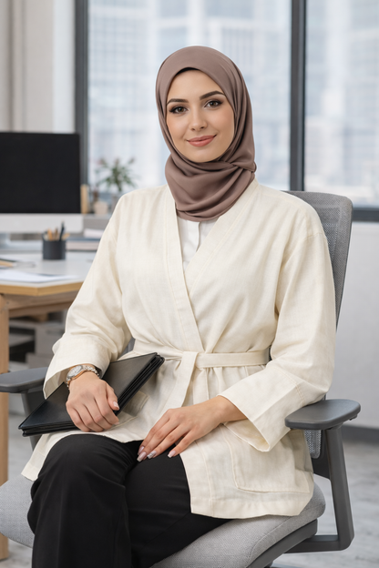 Raw Cotton Kimono Jacket - Cream