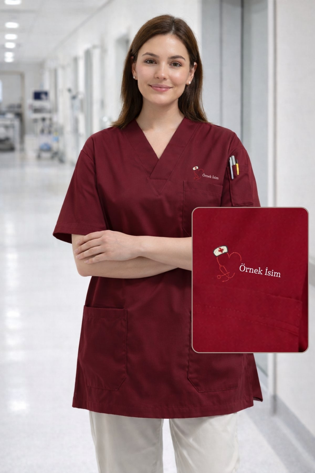 Kadın Scrubs Üst Forma Seti 5’li Paket | 4 Cepli Medikal Üst | Rahat ve Dayanıklı