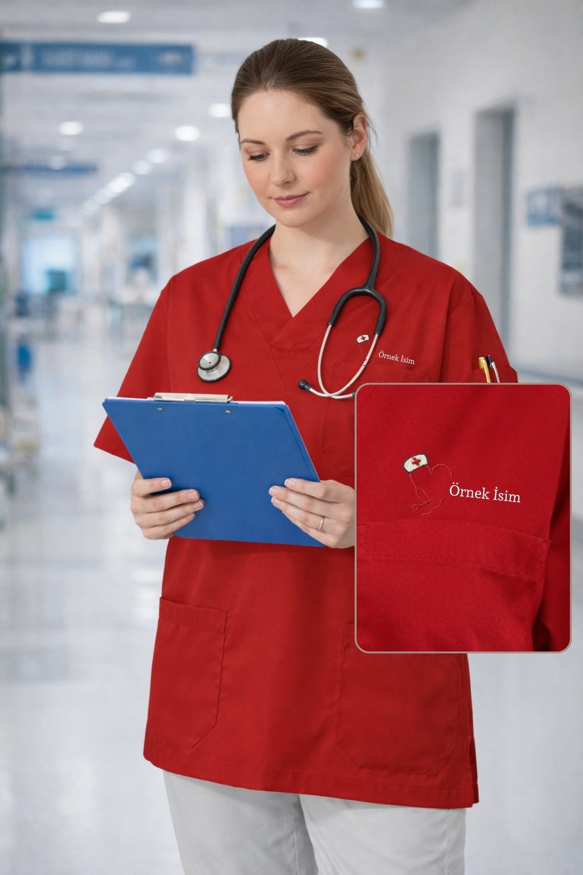 Kadın Scrubs Üst Forma Seti 5’li Paket | 4 Cepli Medikal Üst | Rahat ve Dayanıklı