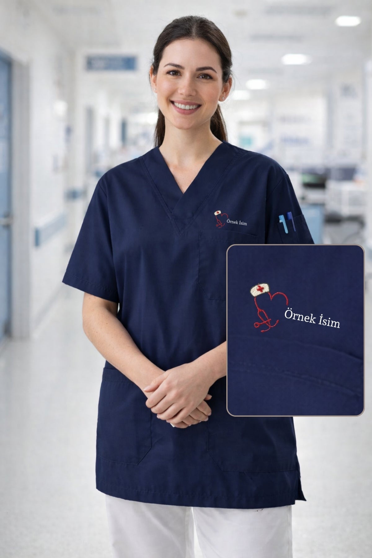 Kadın Scrubs Üst Forma Seti 5’li Paket | 4 Cepli Medikal Üst | Rahat ve Dayanıklı