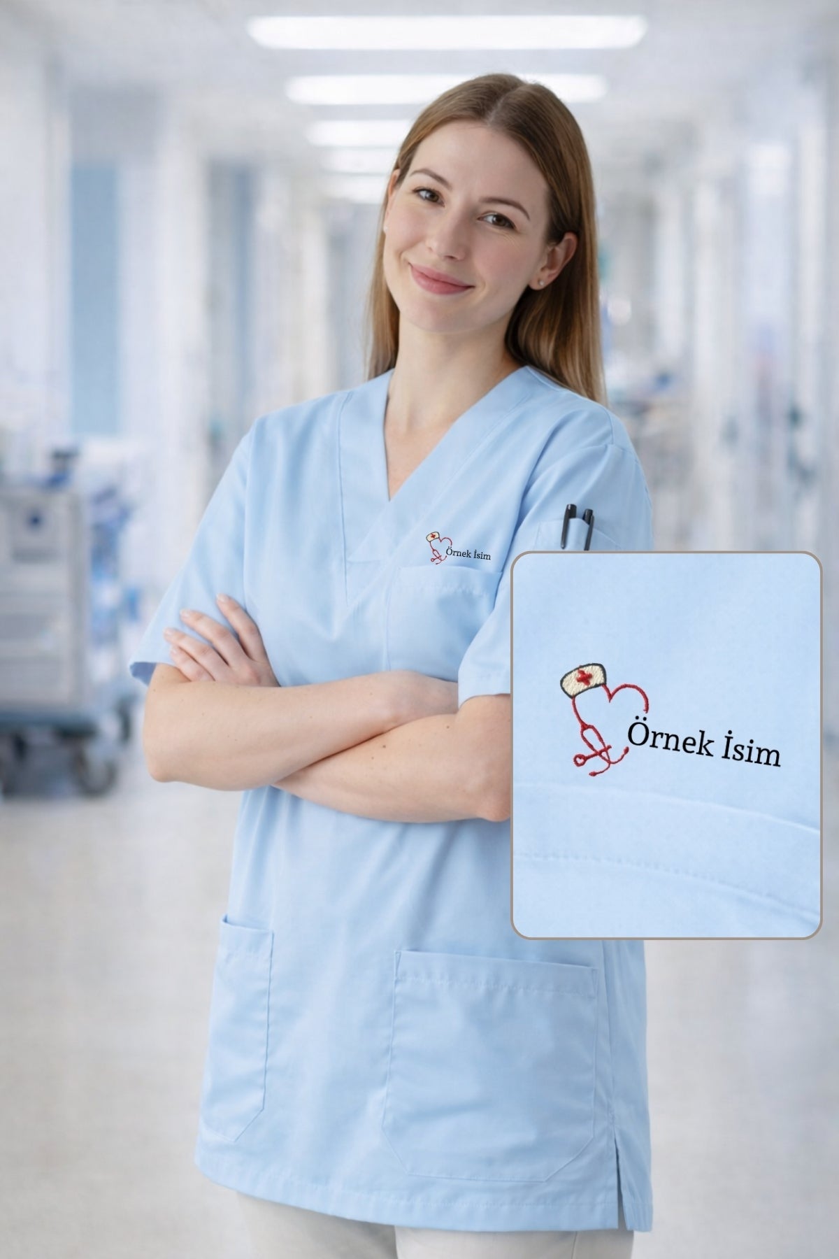 Kadın Scrubs Üst Forma Seti 5’li Paket | 4 Cepli Medikal Üst | Rahat ve Dayanıklı