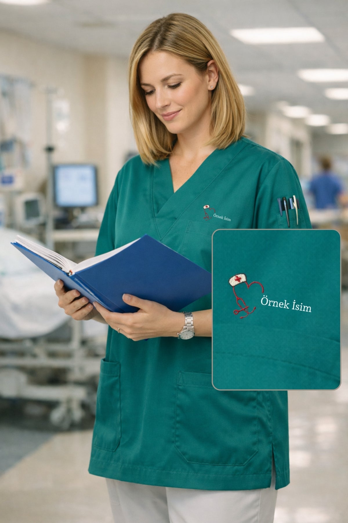 Kadın Scrubs Üst Forma Seti 5’li Paket | 4 Cepli Medikal Üst | Rahat ve Dayanıklı