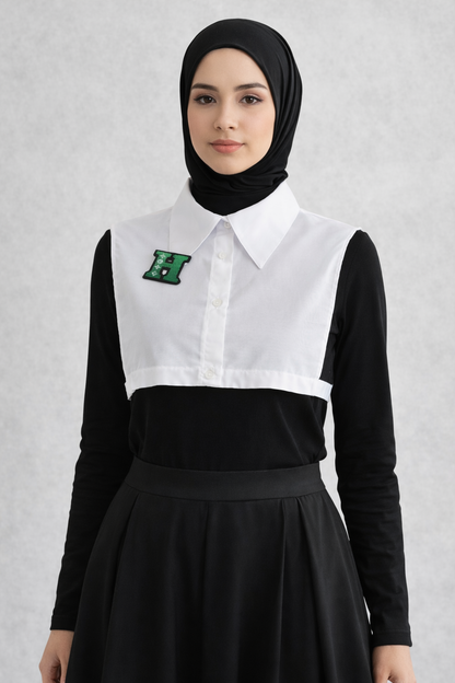 Shirt Collar with Letter K Detail - White 