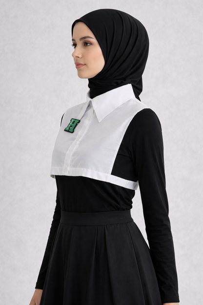 Shirt Collar with Letter K Detail - White 