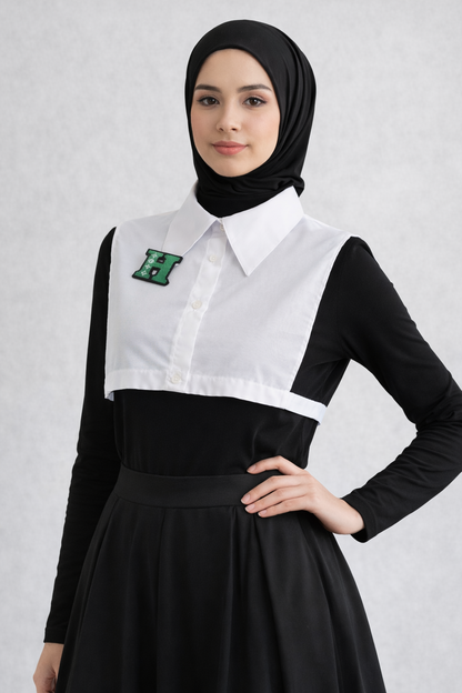 Shirt Collar with Letter K Detail - White 