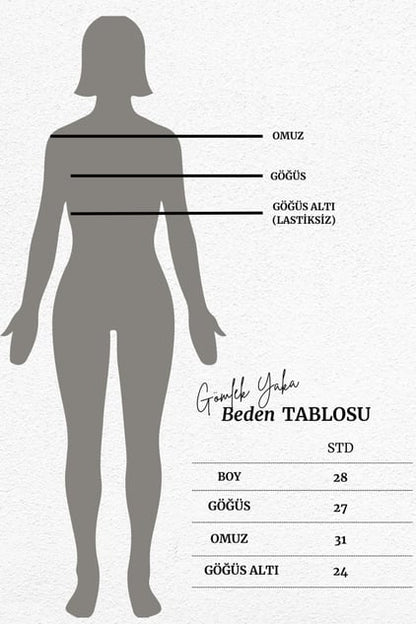 İncili Gömlek Yakası - Siyah