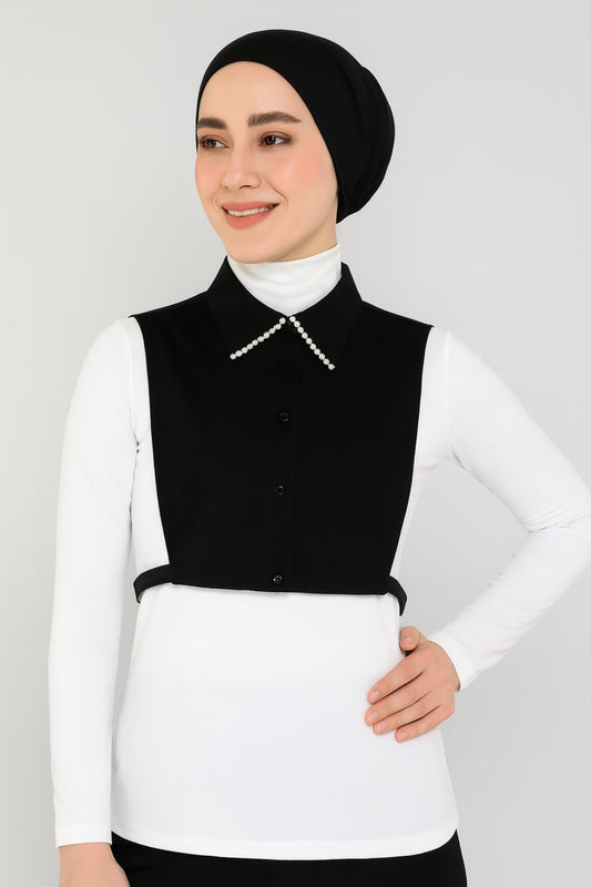 Pearl Shirt Collar - Black