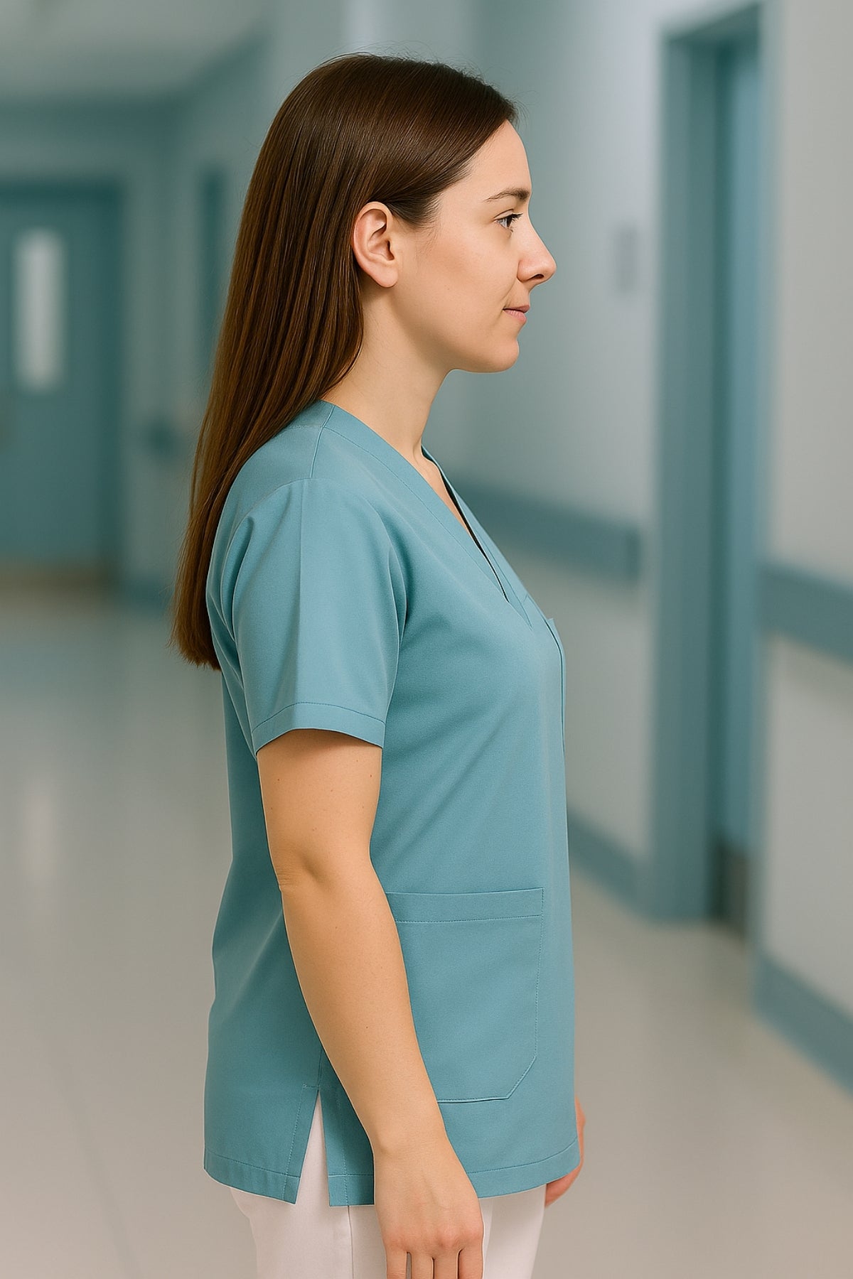 Kişiye Özel İsimli Tek Üst 4 Cepli Scrubs Forma - Mavi
