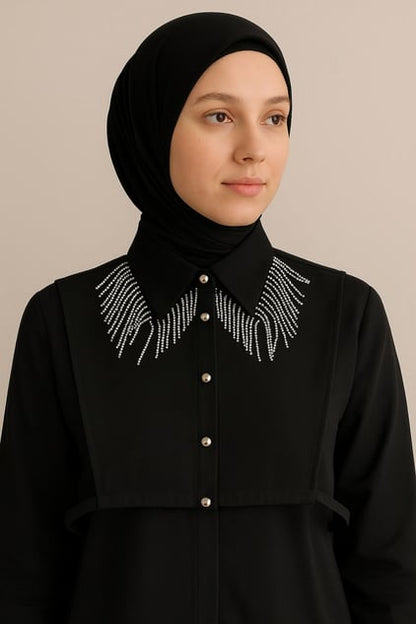 Işıtılı Gölge Gömlek Yakası - Siyah