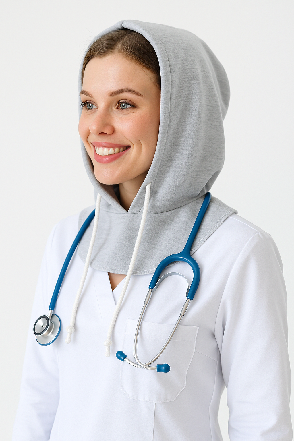 Kadın tesettür boyunluk ve kolluk ile rahat kullanım
