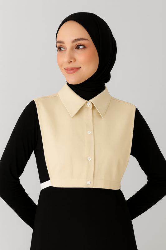 100% Raw Cotton Judge Shirt Collar - Cream 