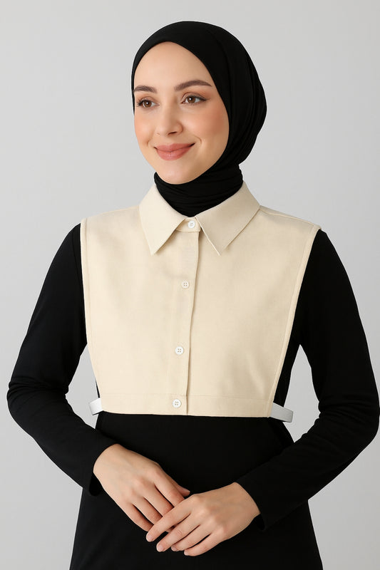 100% Raw Cotton Judge Shirt Collar - Cream 