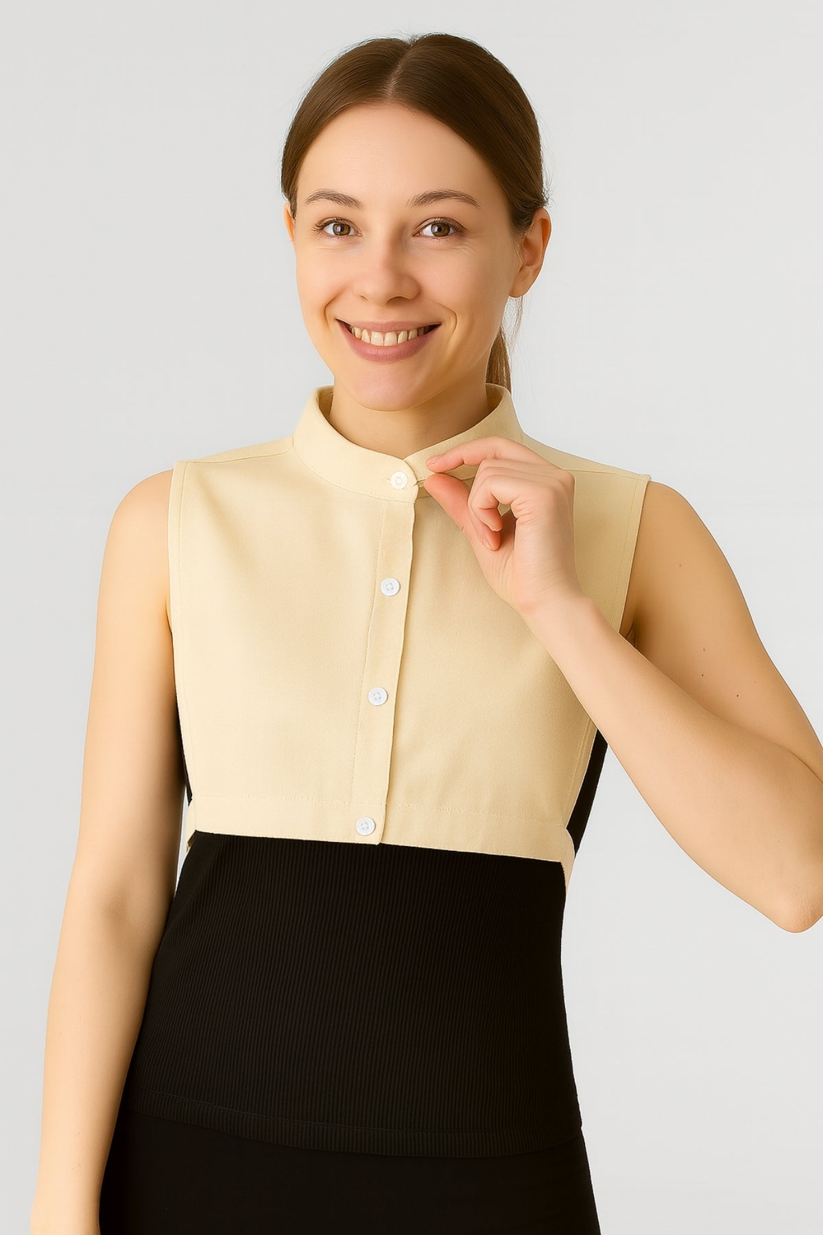 100% Raw Cotton Judge Shirt Collar - Cream 