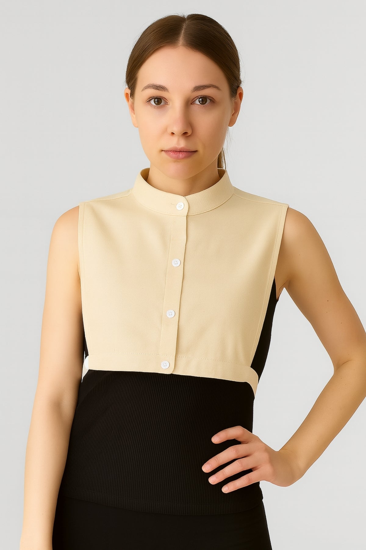 100% Raw Cotton Judge Shirt Collar - Cream 