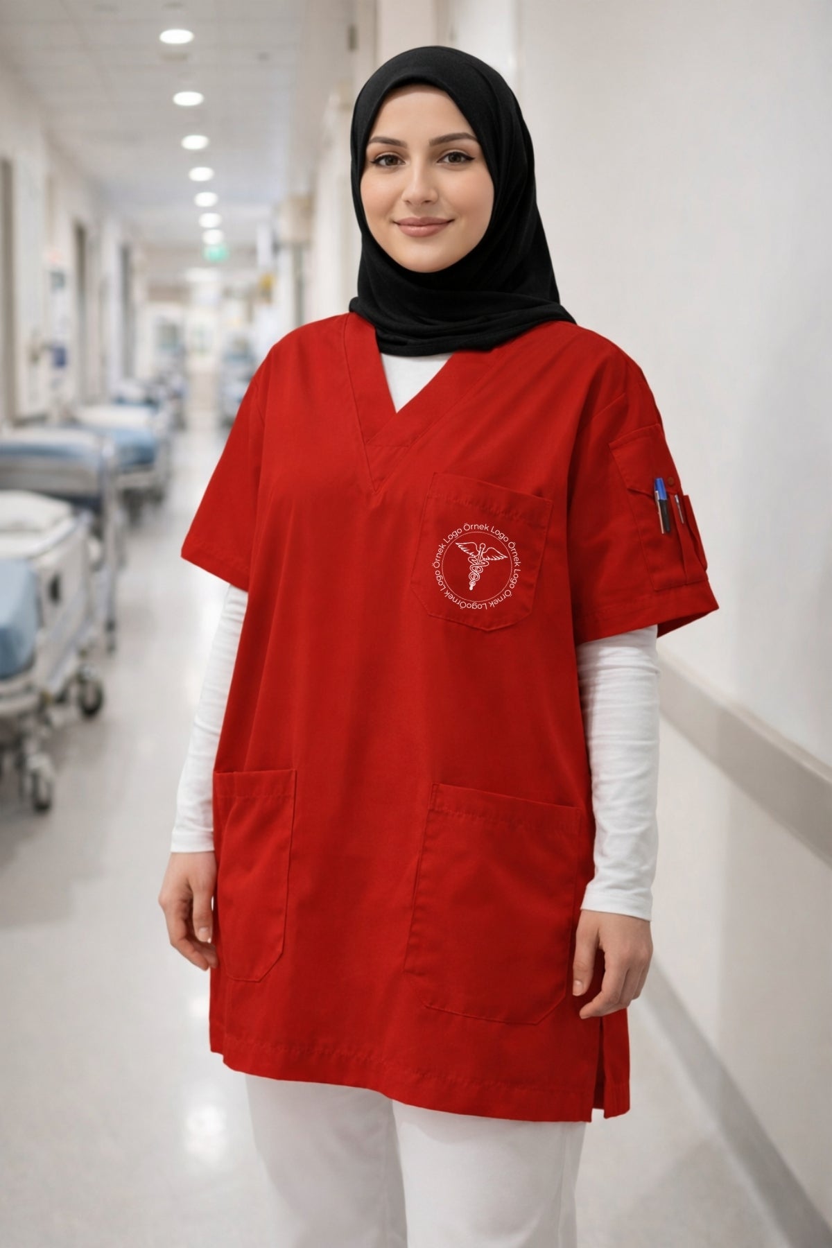 Kadın Scrubs Üst Forma Seti 5’li Paket | 4 Cepli Medikal Üst | Rahat ve Dayanıklı