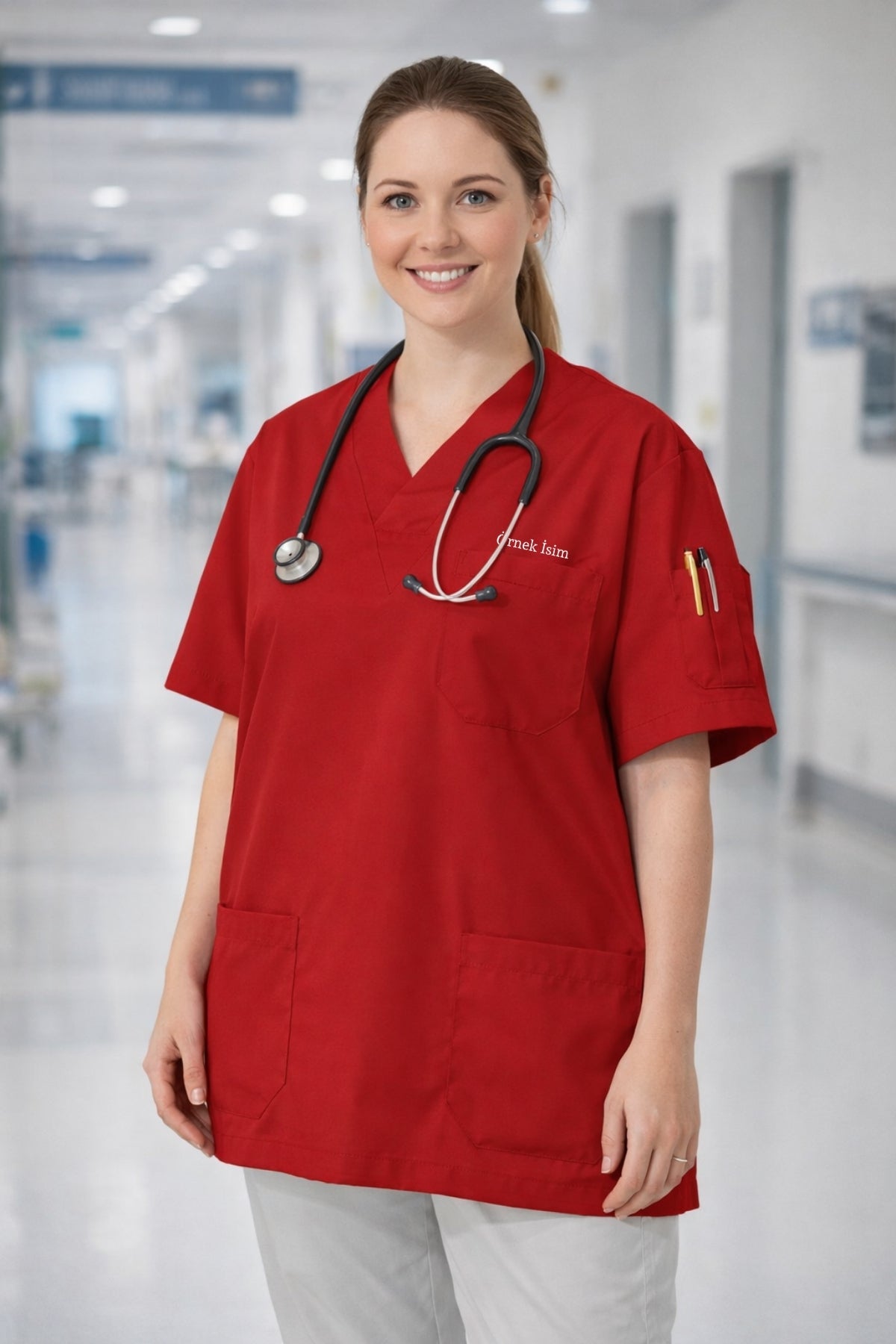 Kadın Scrubs Üst Forma Seti 5’li Paket | 4 Cepli Medikal Üst | Rahat ve Dayanıklı