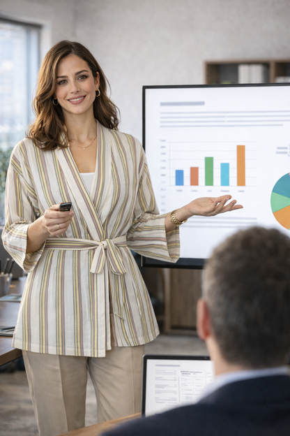 كيمونو منسوج يدويًا - أخضر وأحمر