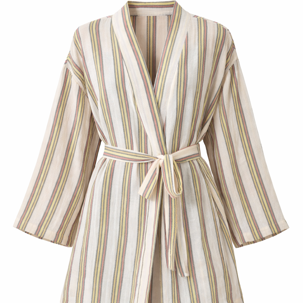 Çizgili bağlamalı uzun tesettür tunik modeli