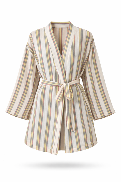 كيمونو منسوج يدويًا - أخضر وأحمر