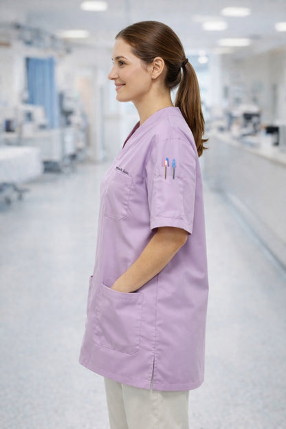 Personalized Scrubs Jersey with 4 Pockets and Name - Lilac