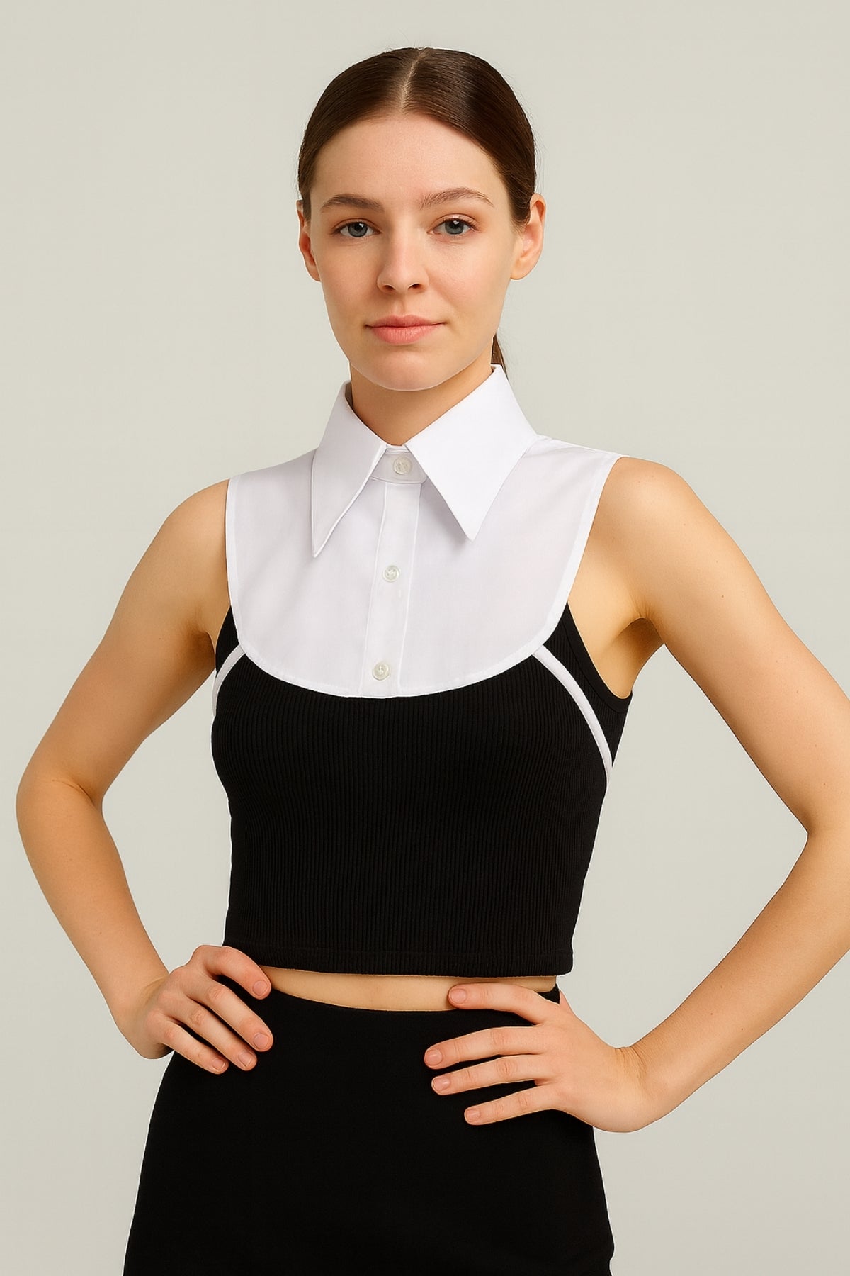 Pointed Collar Mini Shirt Collar - White