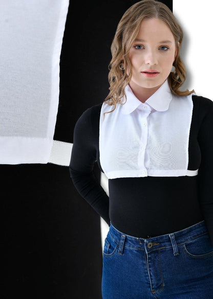 MIRACH Curve Büyük Beden 2'li Paket 2 Adet Beyaz Papatya Model Gömlek Yaka Seti