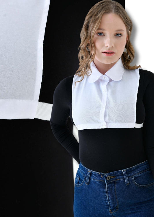 MIRACH Curve Büyük Beden 2'li Paket 2 Adet Beyaz Papatya Model Gömlek Yaka Seti