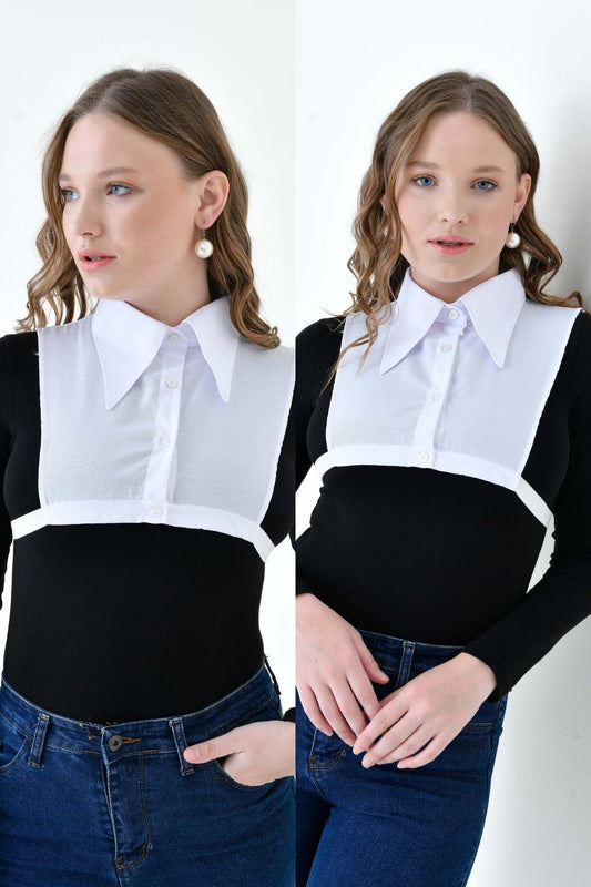 MIRACH Curve Büyük Beden 2'li Paket 2 Adet Beyaz Sivri Gömlek Yaka Seti