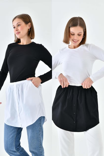 MIRACH Curve Büyük Beden 2'li Paket Cepli Gömlek Etek