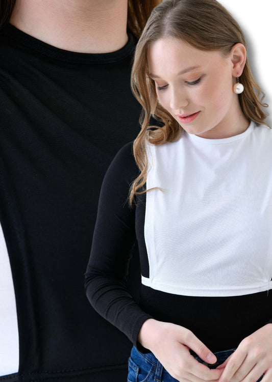 MIRACH Curve Büyük Beden 2'li Paket Sıfır Yaka Kolsuz Boyunluk - Siyah ve Beyaz