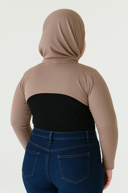 MIRACH Curve Büyük Beden Dik Yaka Boyunluklu Kolluk - Kahve