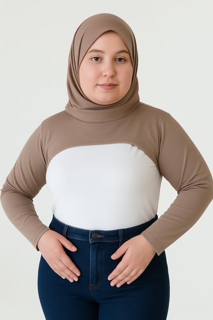 MIRACH Curve Büyük Beden Dik Yaka Boyunluklu Kolluk - Kahve