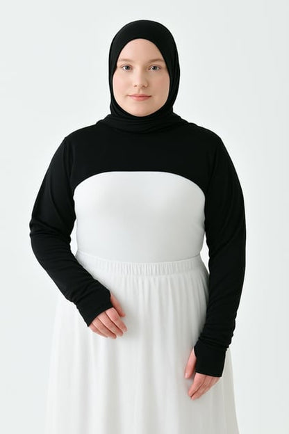 MIRACH Curve Büyük Beden Dik Yaka Parmaklı Boyunluklu Kolluk - Siyah