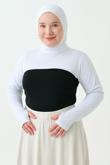 MIRACH Curve Büyük Beden Dik Yaka Parmaklı Boyunluklu Kolluk - Beyaz